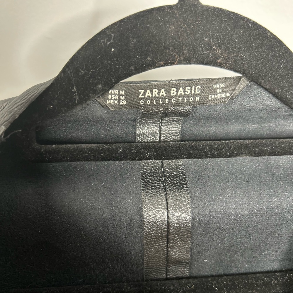 Zara Basics Waterfall Collared Vegan Leather Jacket - Picture 7 of 8